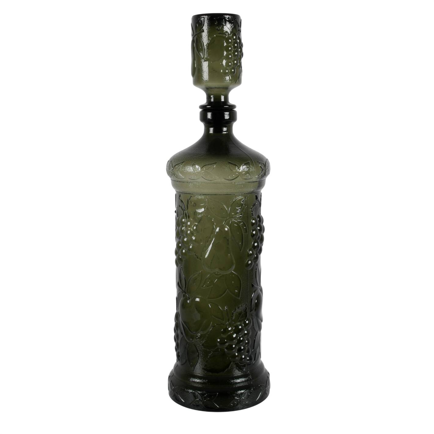 Mid-Century Modern Charcoal Gray Empoli Glass Genie Decanter with Stopper