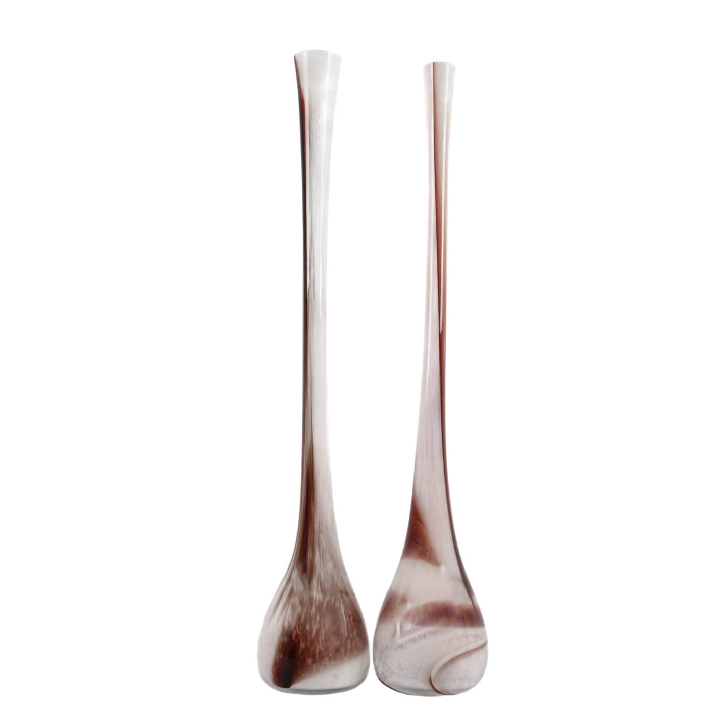 Grouping of Two Signed M. Ducco Murano-Style Hand-Blown Glass Vases