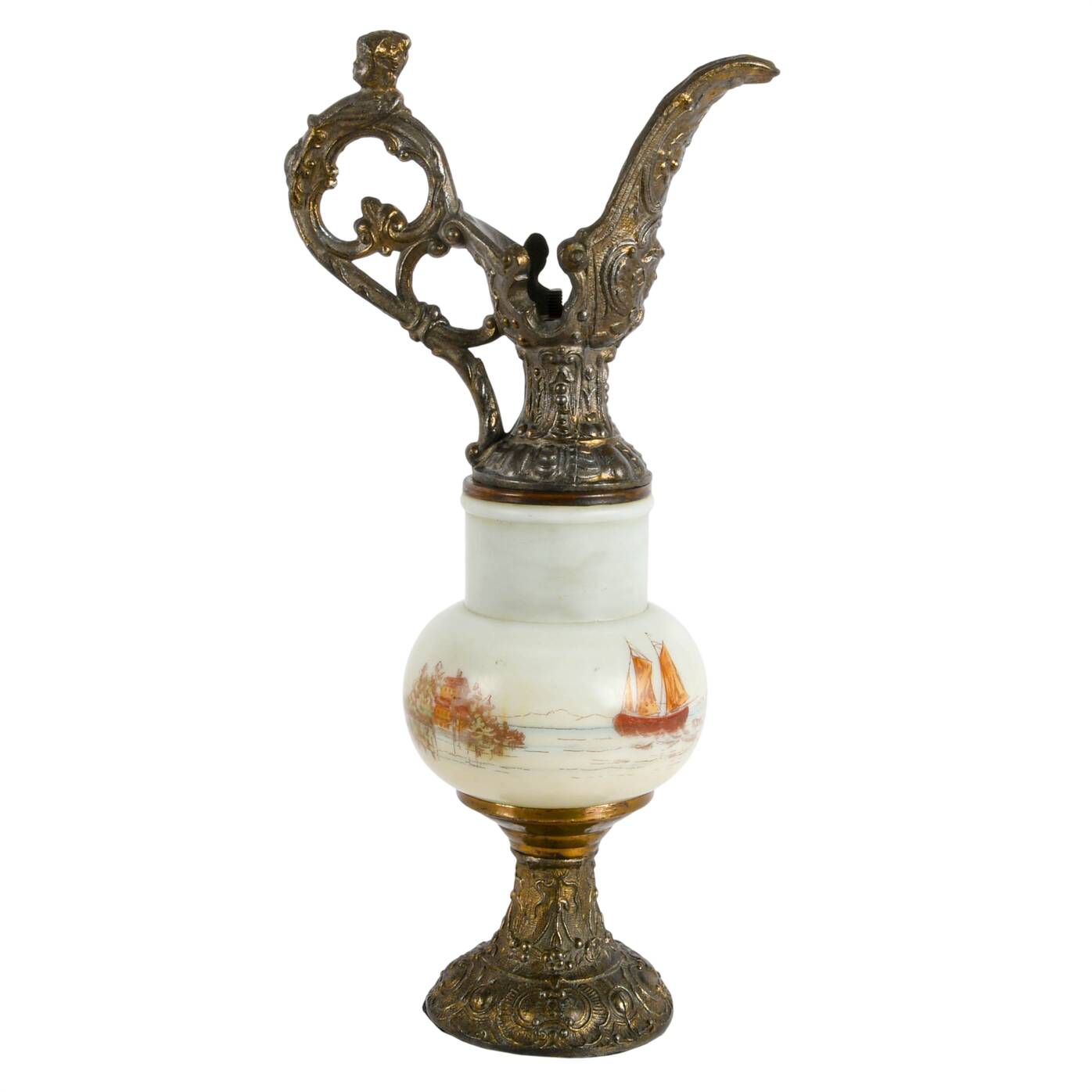 Antique Victorian Hand Decorated Wavecrest Mantle Ewer