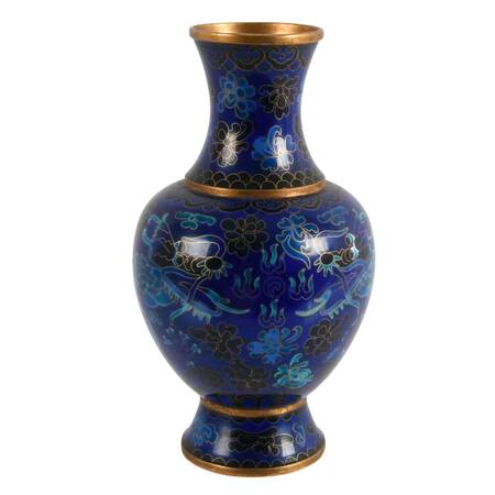 Blue Floral Cloisonné Vase