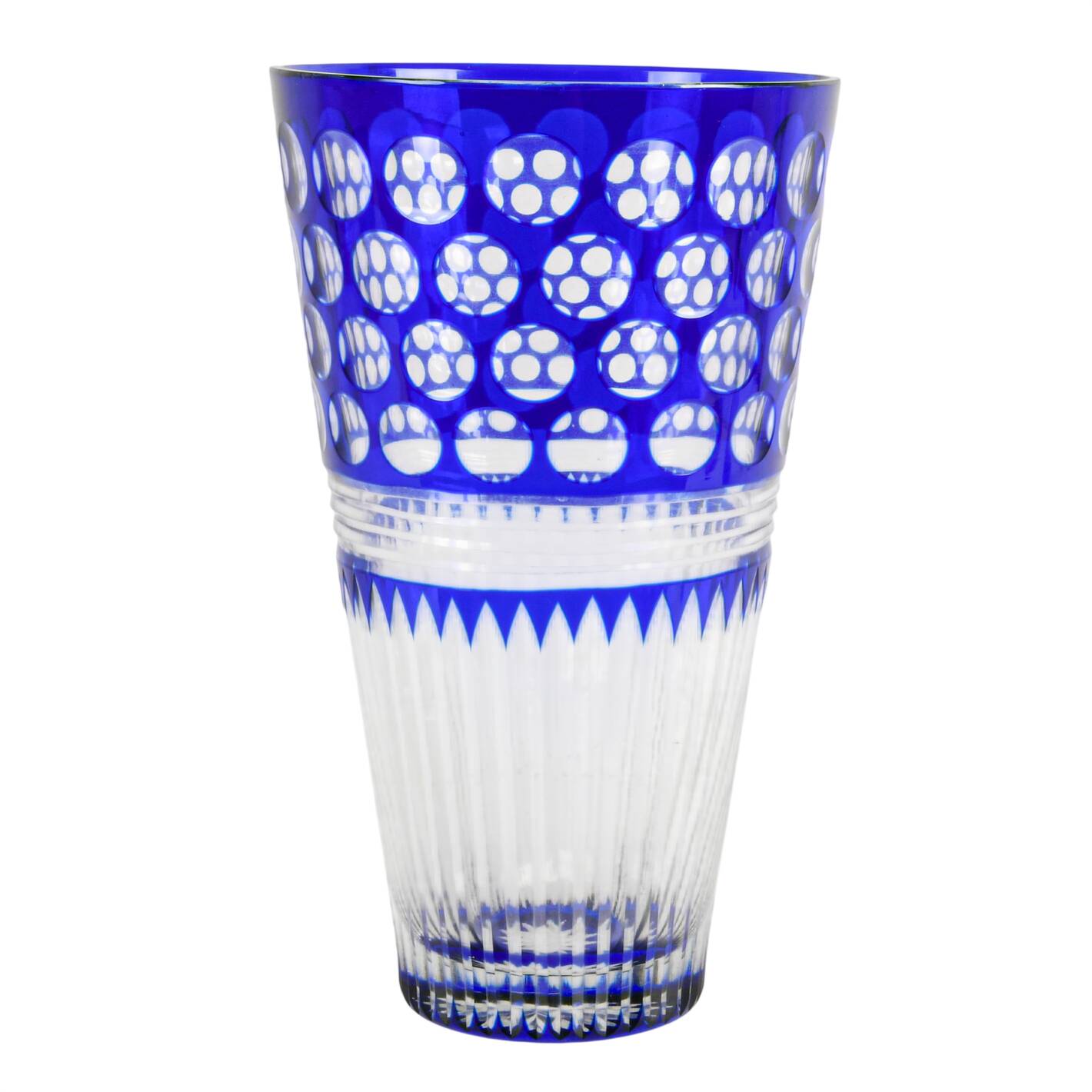 Cobalt Cut-to-Clear Vase