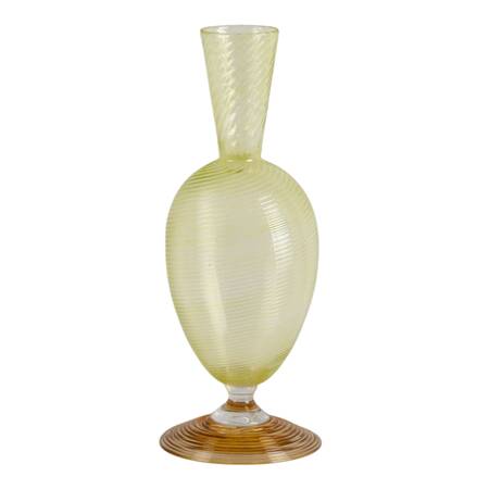 Signed Studio Paran Chartreuse Swirled Blown Glass Vase