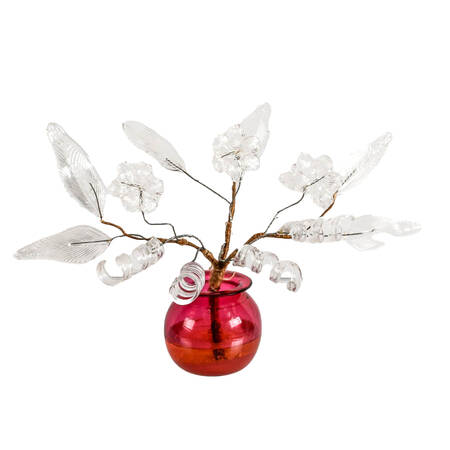 Victorian Glass Flowers in Cranberry Glass Vase