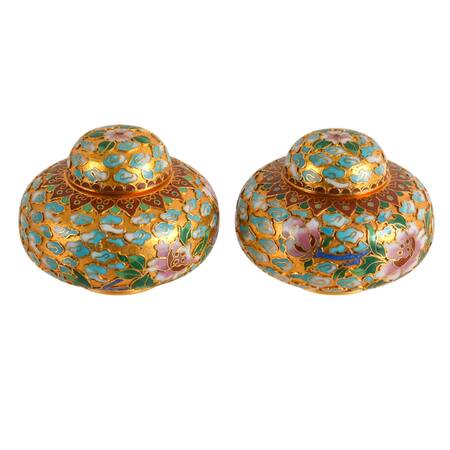 Pair of Chinese Cloisonné Miniature Trinket Jars