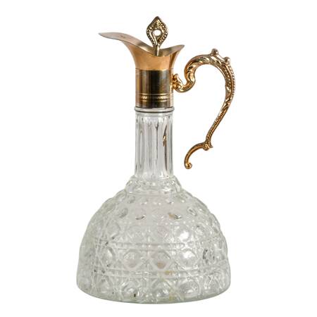 Vintage Crystal Silver-Plate Glass Wine Bell Bottom Decanter