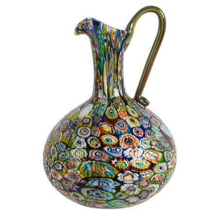 Hand-Blown Millefiori Art Glass Pitcher Attributed to Fratelli Toso