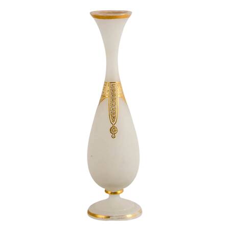 Antique Louis-Philippe Opaline Gold Painted Glass Vase