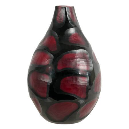 Large Murano-Style Black and Maroon Glass Battuto Vase
