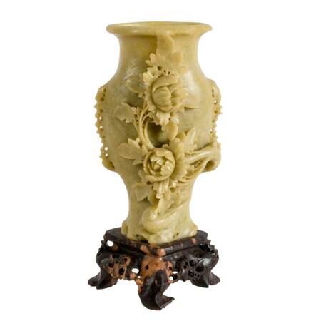 Hand-Carved Chinese Soapstone Vase