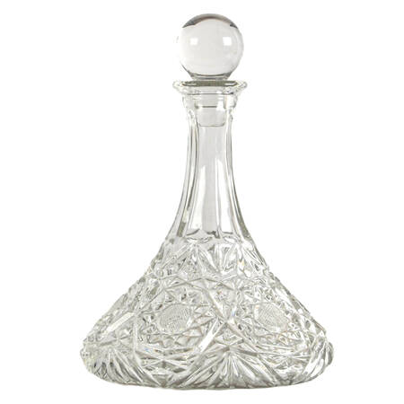 Premium Diamond-Etched Crystal Ship's Decanter