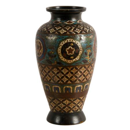 Japanese Champlevé Enameled Bronze Vase