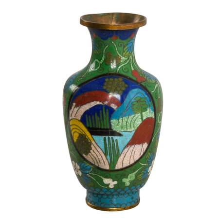 Cloisonné Chinese Landscape Vase