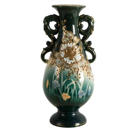 Antique Japanese Floral Ceramic Vase
