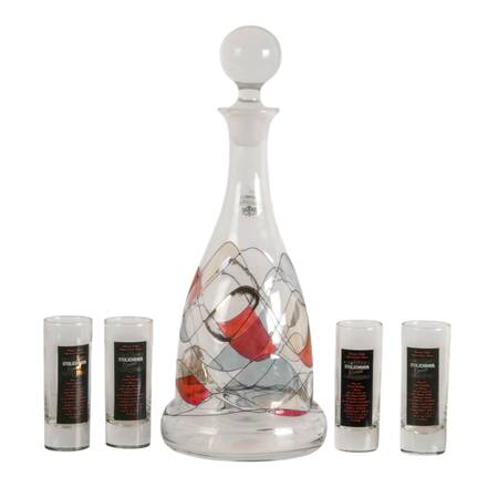 Stimas Decanter Set with Stolichnaya Vodka Shot Glasses