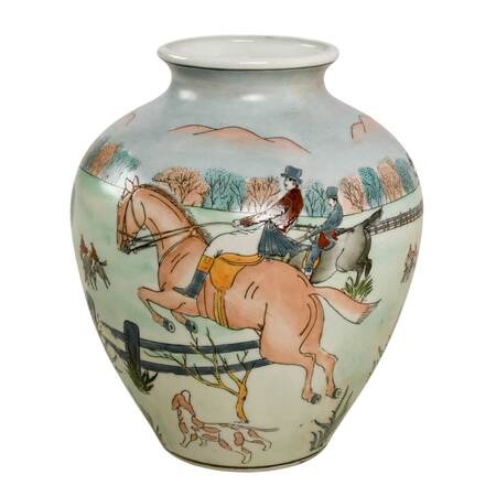 Chinese Export Decorative Porcelain Hunting Scene Vase