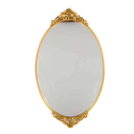 French Ornate Ormolu Oval Vanity Mirror