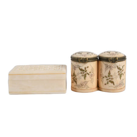 Group of Two Carved Bone Boxes