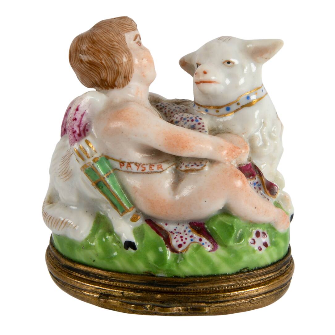 19th-Century French Figural Bonbonniere "Patch Box" in the Chelsea-Style