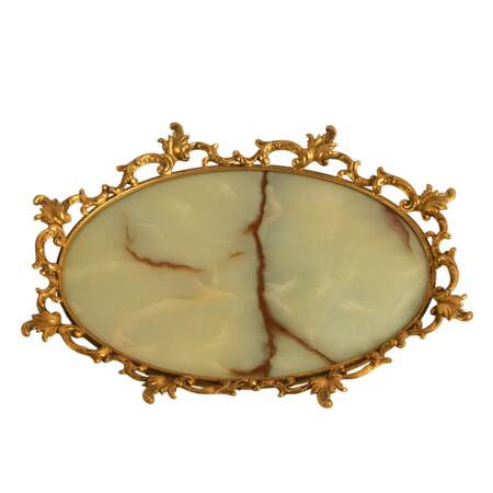Hollywood Regency-Style Gilt Bronze Oval Vanity Tray