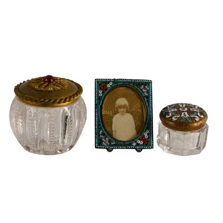 Three-Piece Vintage Jewel-Tone Vanity Set