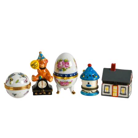 Assortment of Five Figural Trinket Boxes