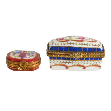 Pair of Porcelain Trinket Boxes: 1 Limoges