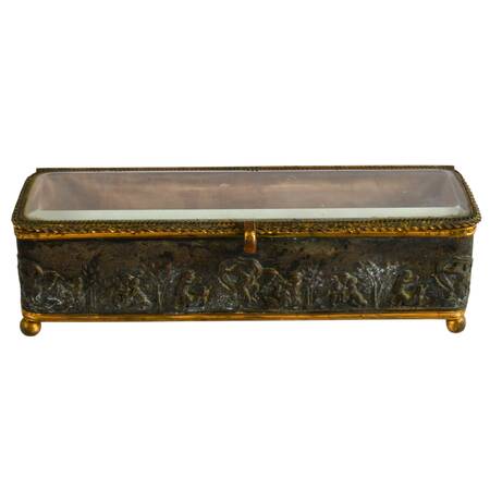 Antique Rectangular Cushioned Repoussé Jewelry Casket