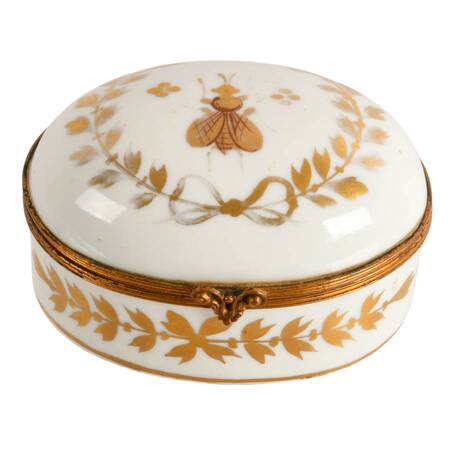 Limoges Hand-Painted Gold Bee Porcelain Trinket Box