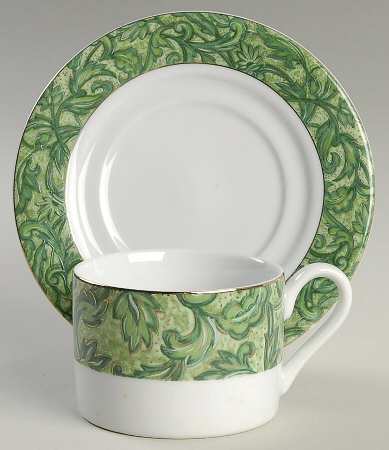 Acapella Green Flat Cup & Saucer Set