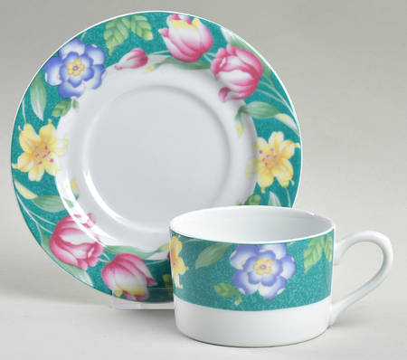 Flower Garden Flat Cup & Saucer Set