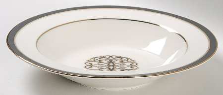 Florentine Scroll Black Large Rim Soup Bowl
