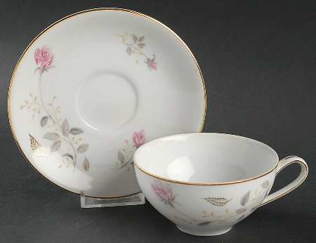 Flamingo Rose Flat Cup & Saucer Set