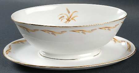 Golden Grain Gravy Boat with Attached Underplate