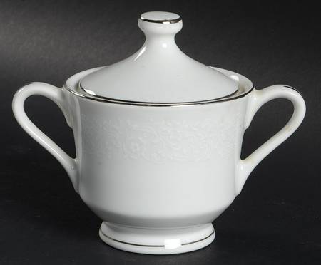 White Bouquet Sugar Bowl & Lid