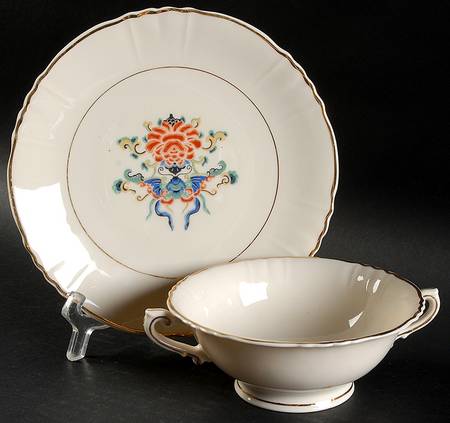 ABE14 Footed Cream Soup Bowl & Saucer Set
