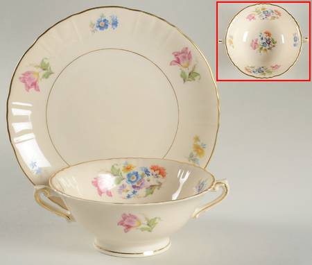 ABE3 Footed Cream Soup Bowl & Saucer Set