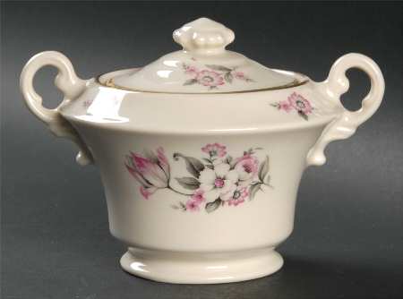 Moss Rose (Smooth Edge, Gold Trim) Sugar Bowl & Lid