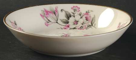 Moss Rose (Smooth Edge, Gold Trim) Fruit/Dessert (Sauce) Bowl