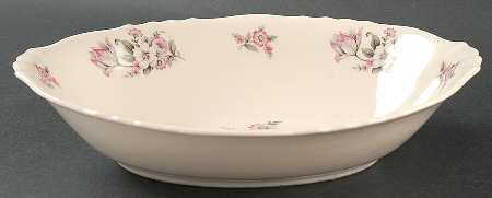 Moss Rose (Scalloped, No Trim) 10" Oval Vegetable Bowl