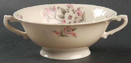 Moss Rose (Scalloped, No Trim) Footed Cream Soup Bowl