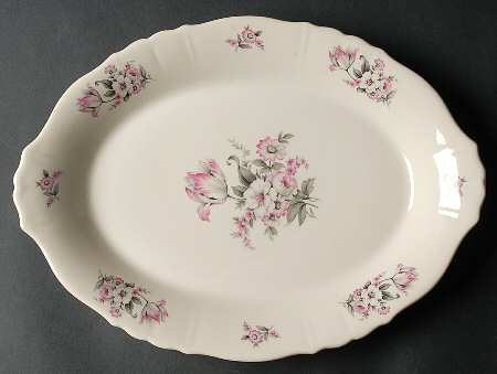 Moss Rose (Scalloped, No Trim) 14" Oval Serving Platter