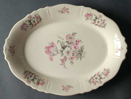 Moss Rose (Scalloped, No Trim) 12" Oval Serving Platter
