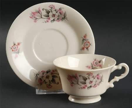 Moss Rose (Smooth Edge, No Trim) Footed Cup & Saucer Set