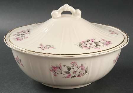 Moss Rose (Scalloped, Gold) Round Covered Vegetable