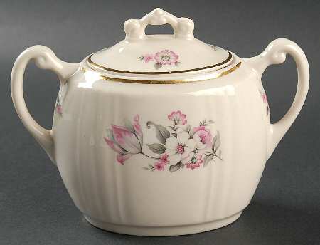 Moss Rose (Scalloped, Gold) Sugar Bowl & Lid