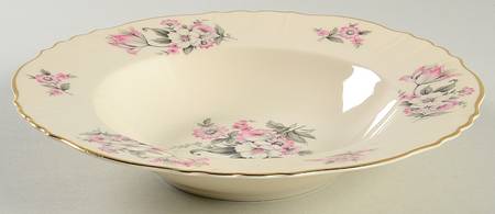 Moss Rose (Scalloped, Gold) Rim Soup Bowl