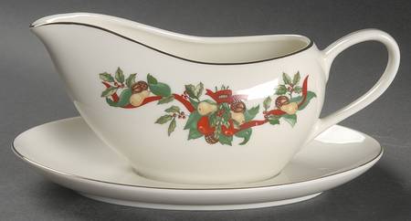 Christmas Bounty Gravy Boat with Attached Underplate