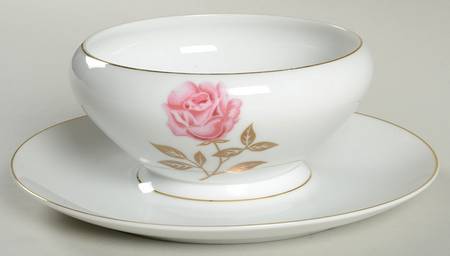 Golden Rose Gravy Boat with Attached Underplate