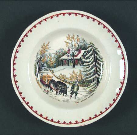 American Ways & Days (Brown Fleur Ring) Rim Soup Bowl