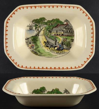 American Ways & Days (Brown Fleur Ring) 9" Oval Vegetable Bowl